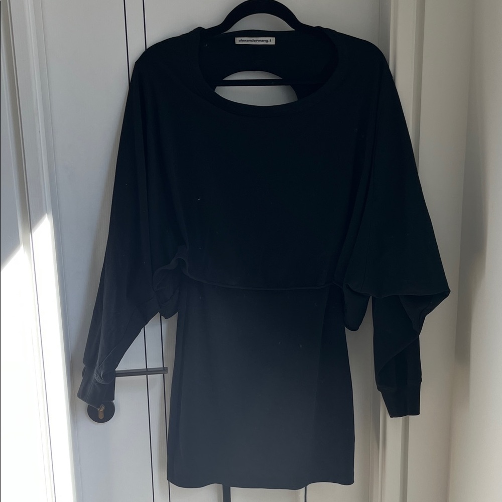 T by Alexander Wang Black Long-Sleeve Cutout Sweater Dress
